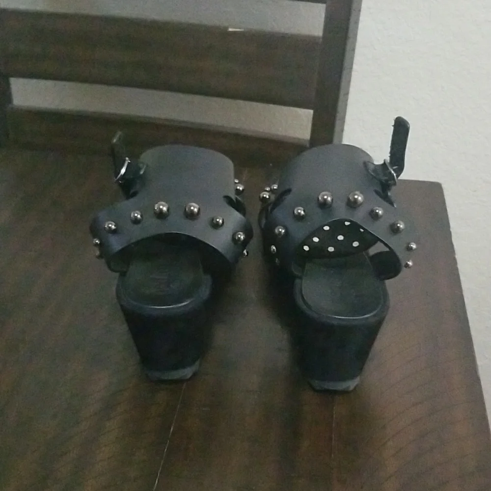 Pedro Garcia Black Studded Platform Sandals